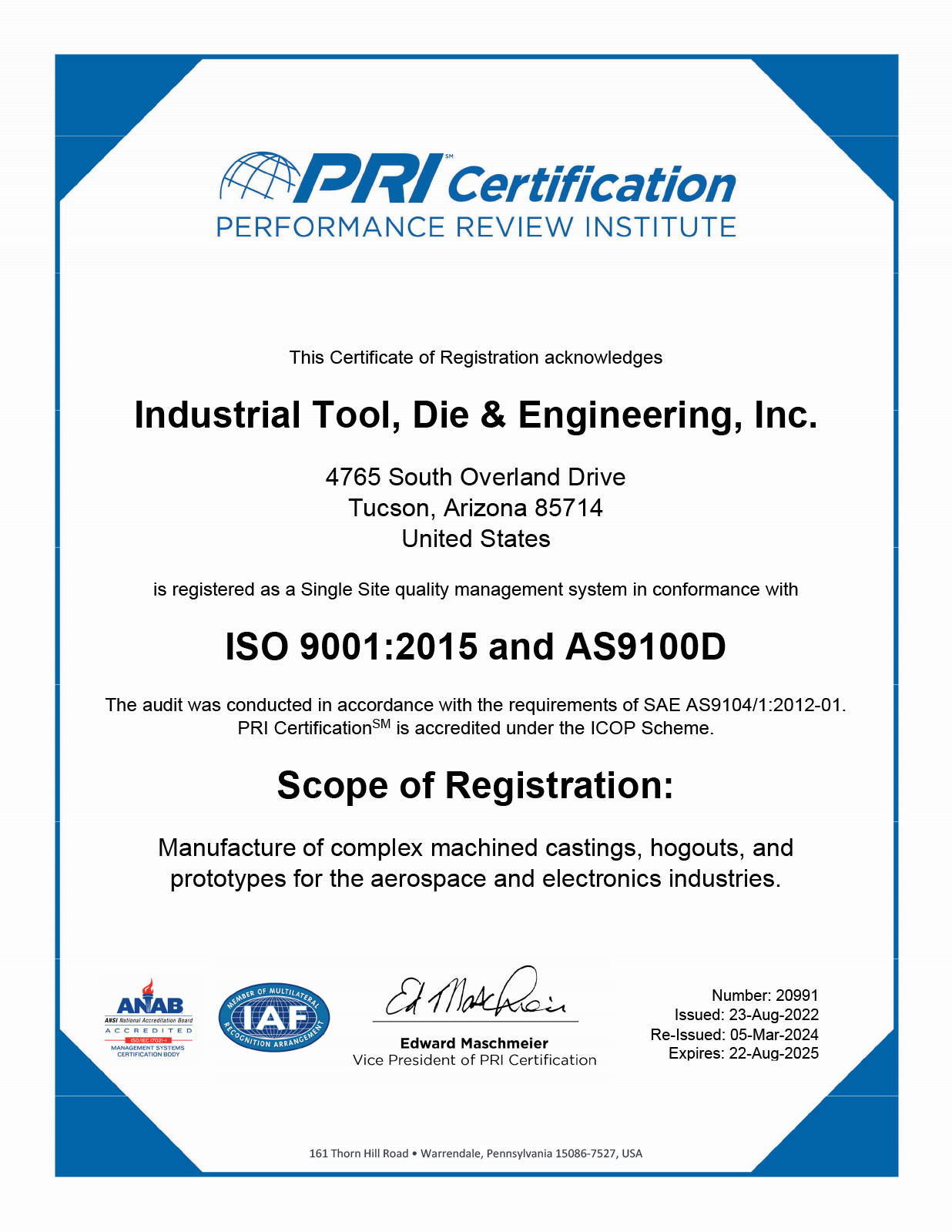 AS9100 Certificate