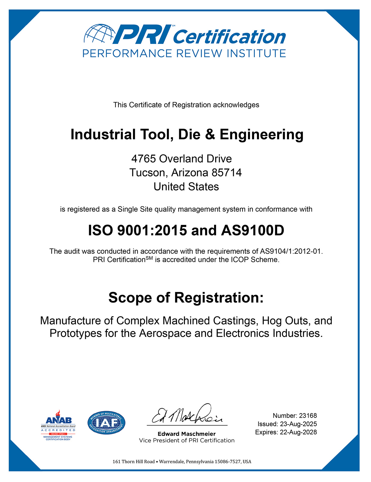 ITDE ISO Certificate